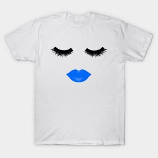 Lips and Eyelashes Blue T-Shirt